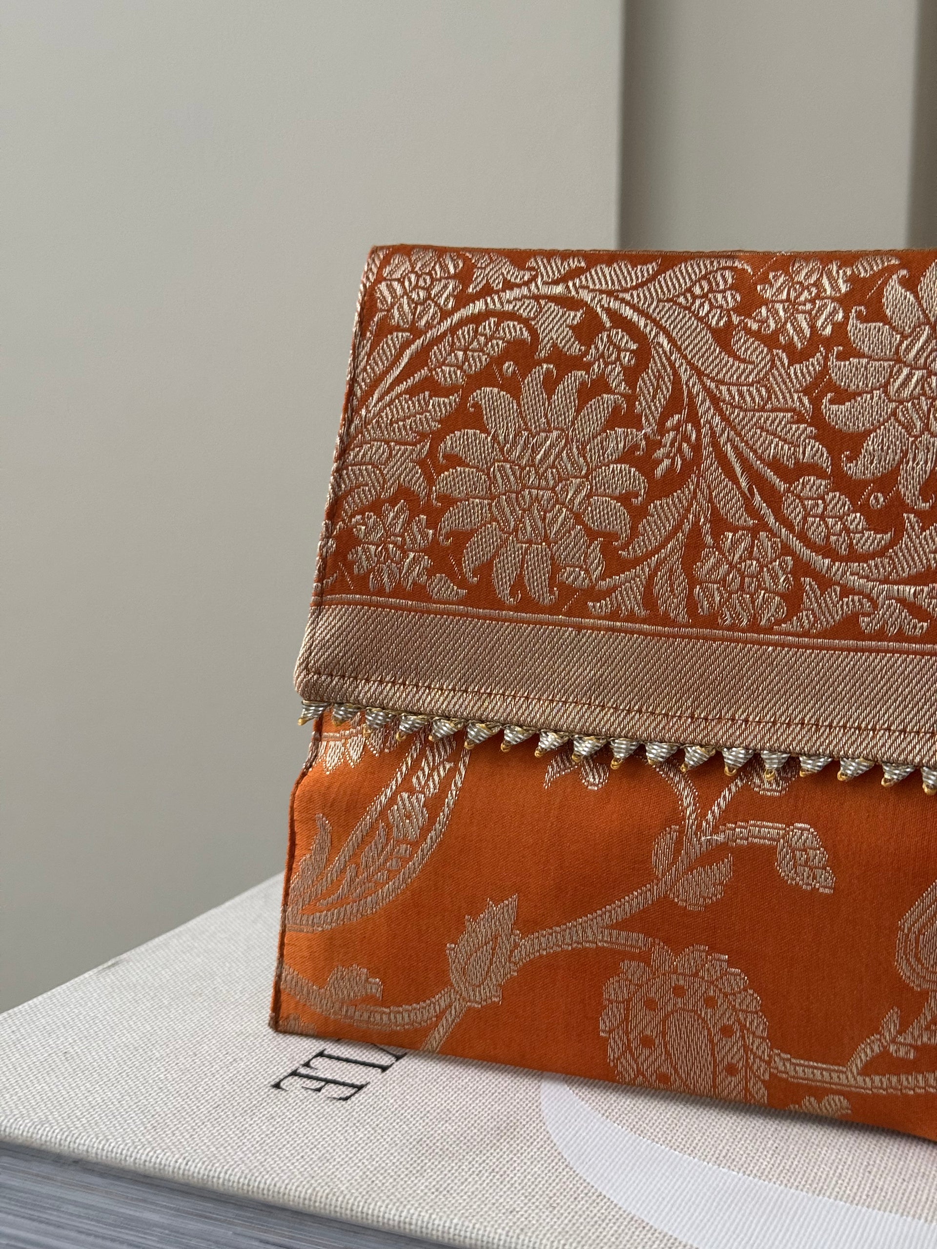 Orange Brocade Silk Purse