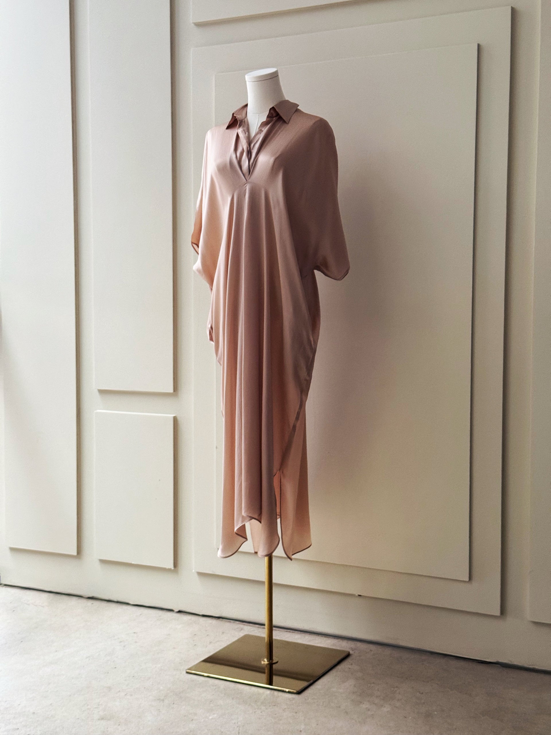 Collared Kaftan in Golden-Beige